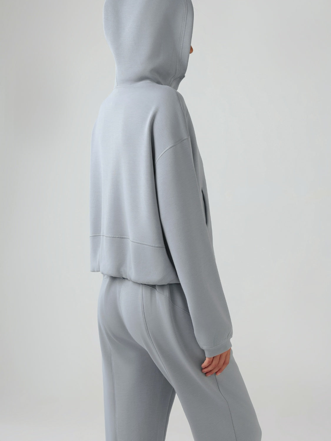 Zip Up Dropped Shoulder Active Hood