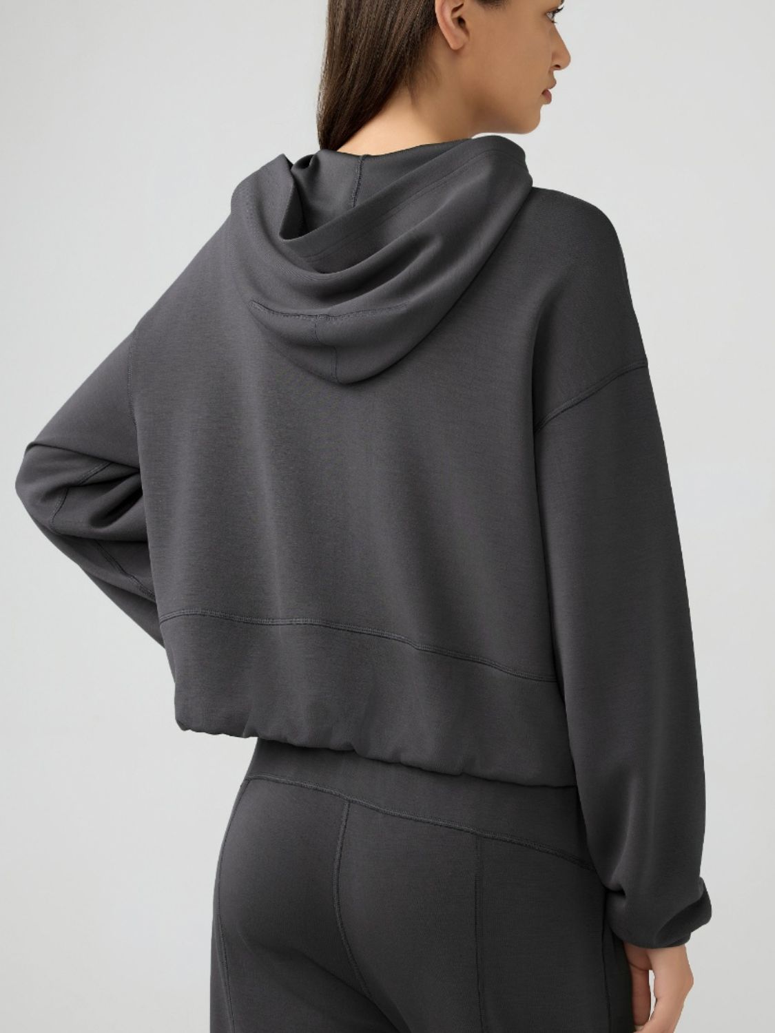Zip Up Dropped Shoulder Active Hood