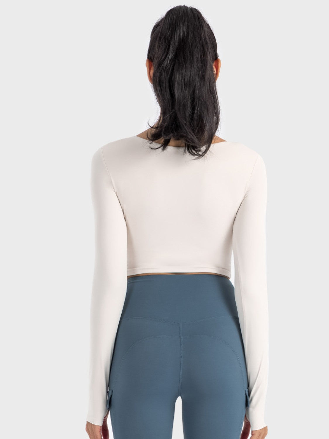 Ruched Cropped Long Sleeve Top
