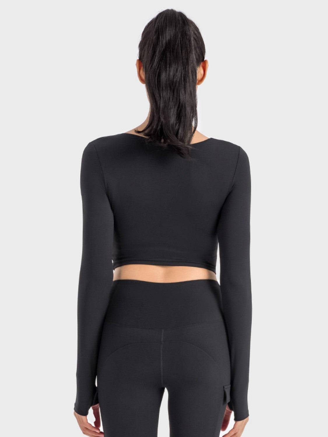 Ruched Cropped Long Sleeve Top