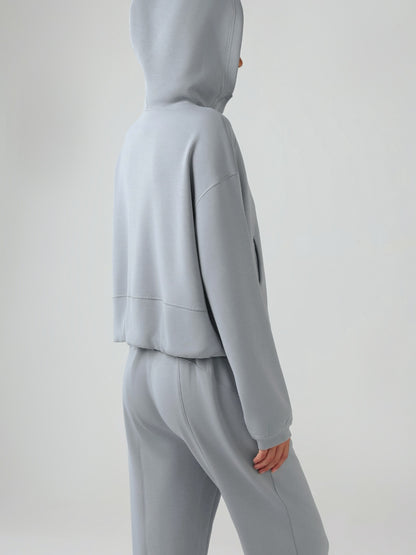 Zip Up Dropped Shoulder Active Hood