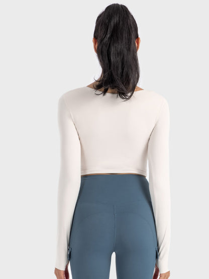 Ruched Cropped Long Sleeve Top